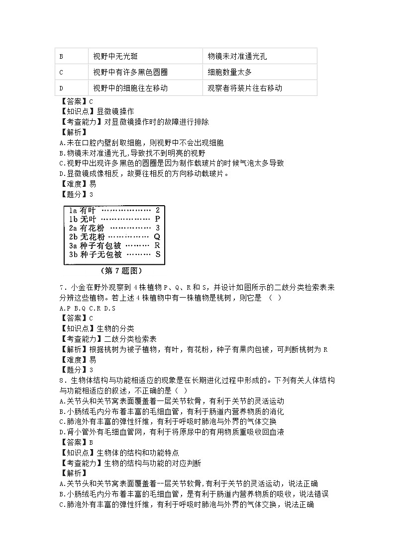浙江省杭州市2020年中考科学真题试卷含解析03