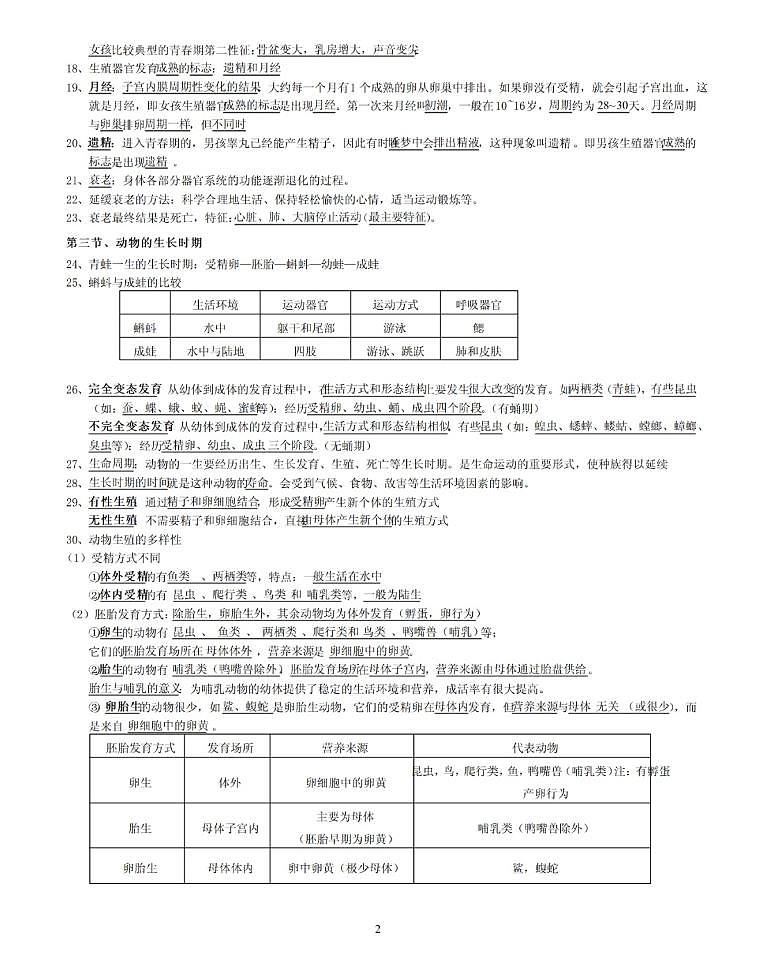 【浙教版】七年级《科学》下册总复习知识要点归纳总结第2页