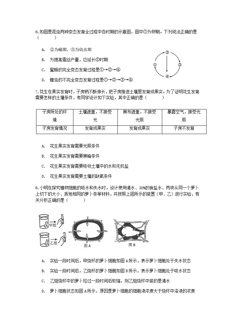2020-2021学年浙教版科学中考第一轮复习分类题型训练（八）：生物选择（8）02