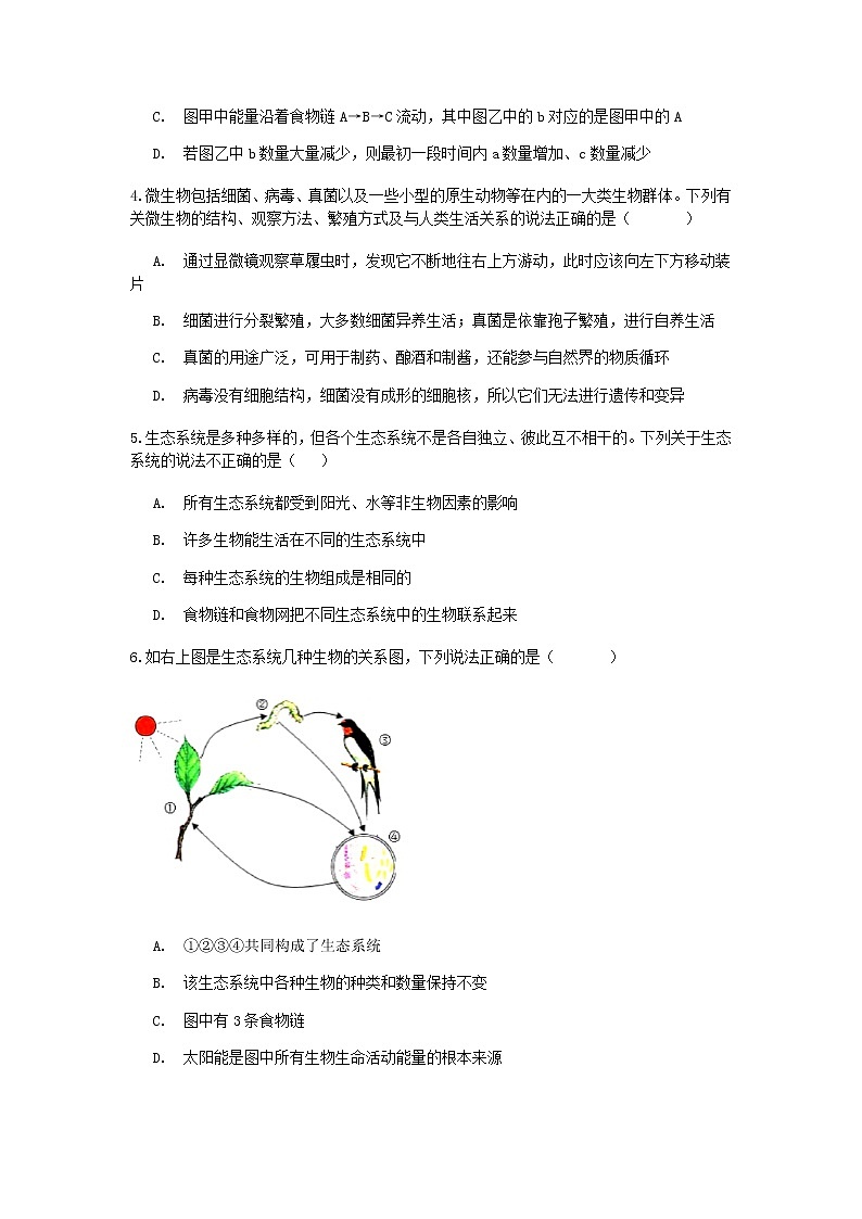 试卷 2021浙教版科学“中考第一轮复习”考点过关（八）：生物与环境【word，含答案】02