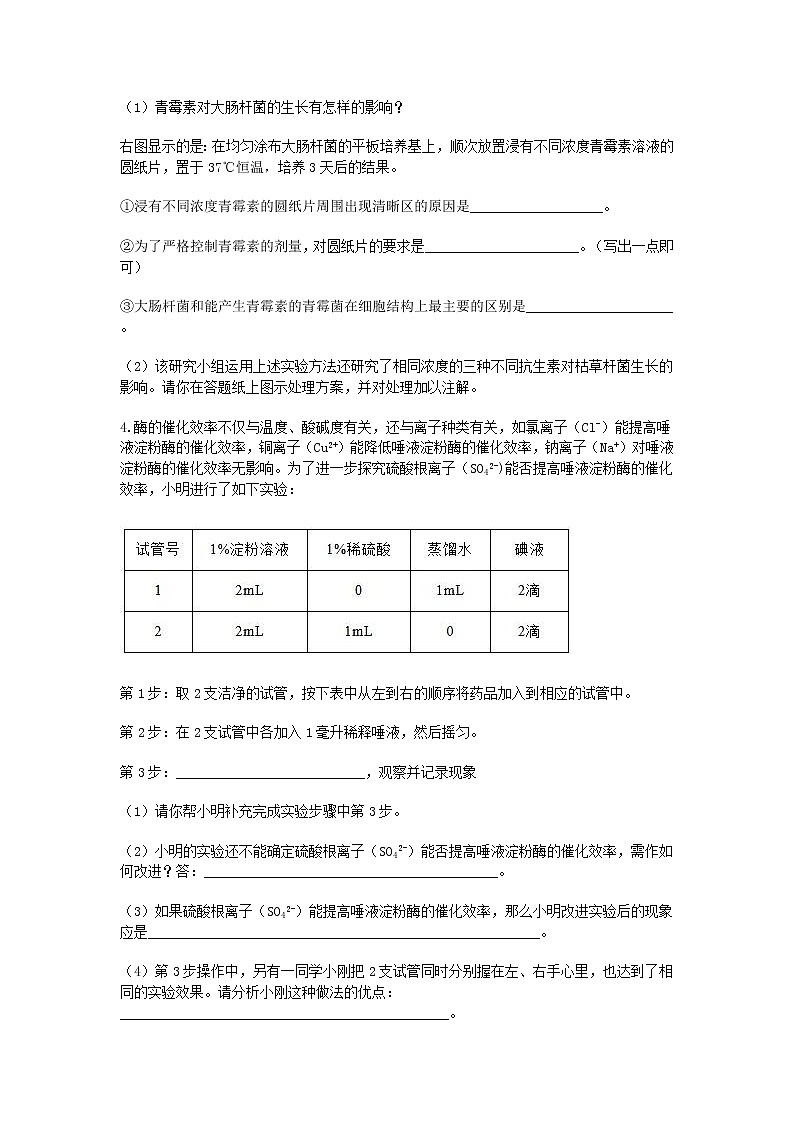 试卷 2020—2021学年浙教版科学中考第一轮复习分类题型训练（二十一）：生物实验探究（1）第3页