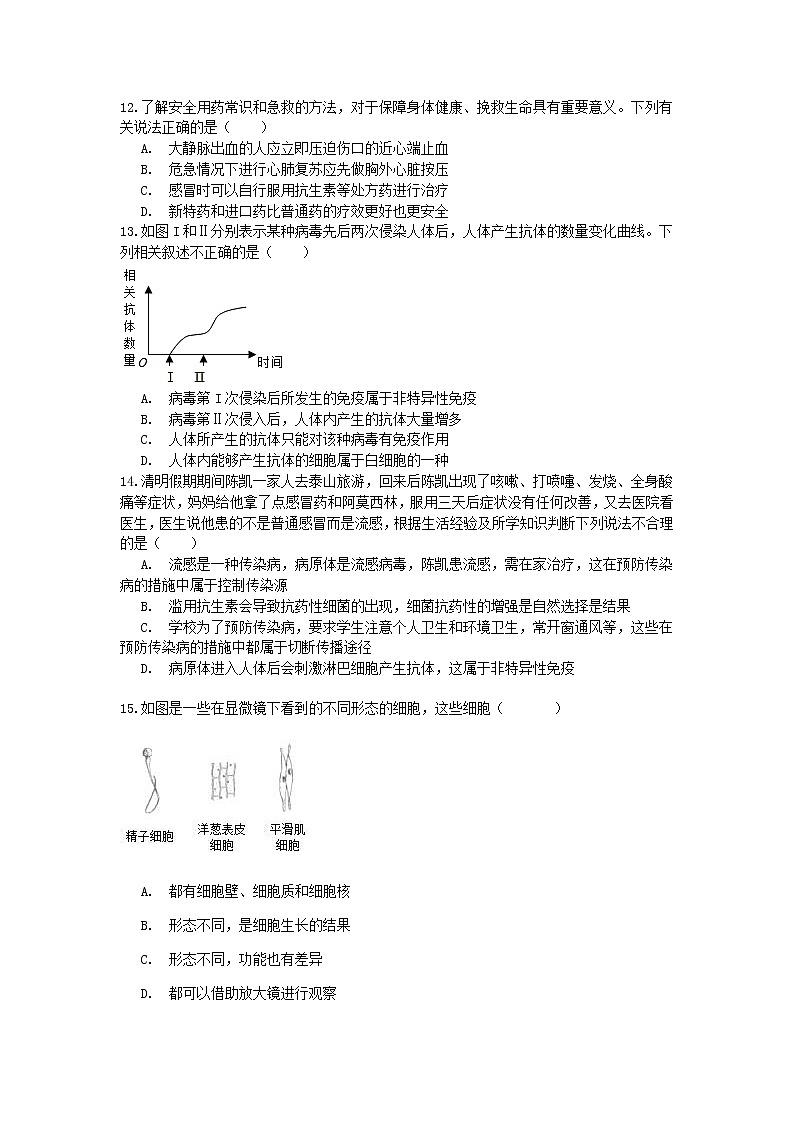 试卷 2020-2021学年浙教版科学中考第一轮复习分类题型训练（九）：生物选择（9）第3页