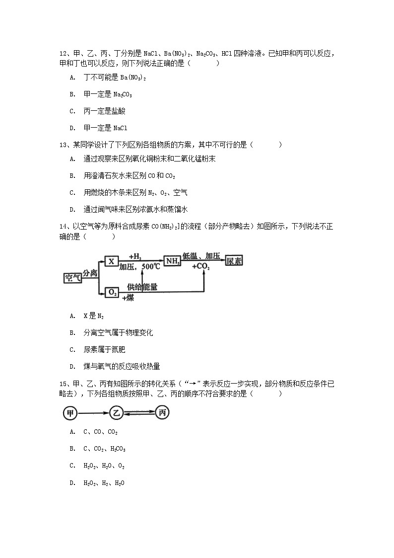 试卷 2021浙教版科学“中考第一轮复习”考点过关（十九）：物质的转化【word，含答案】第3页