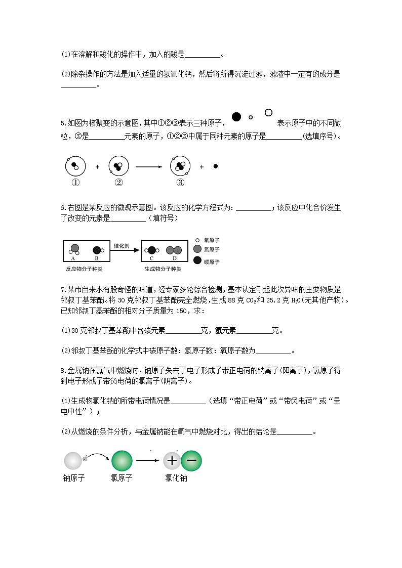 试卷 2020-2021学年浙教版科学中考第一轮复习分类题型训练（四十五）：化学填空（5）第2页