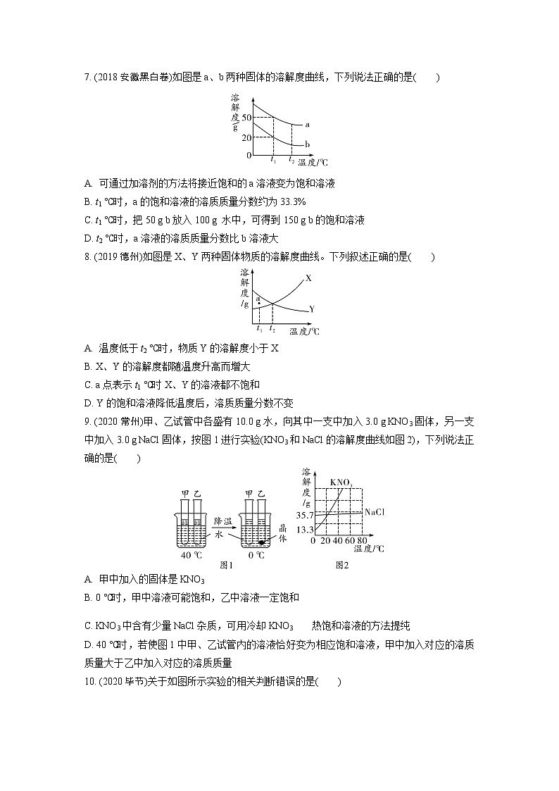 试卷 2021年中考化学专题复习  第九单元  溶液  专项训练第2页