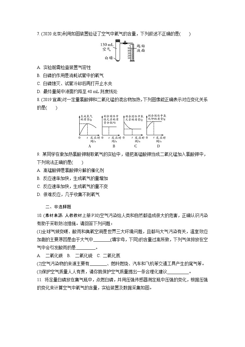 试卷 2021年中考化学专题复习  第二单元  我们周围的空气  专项训练第2页