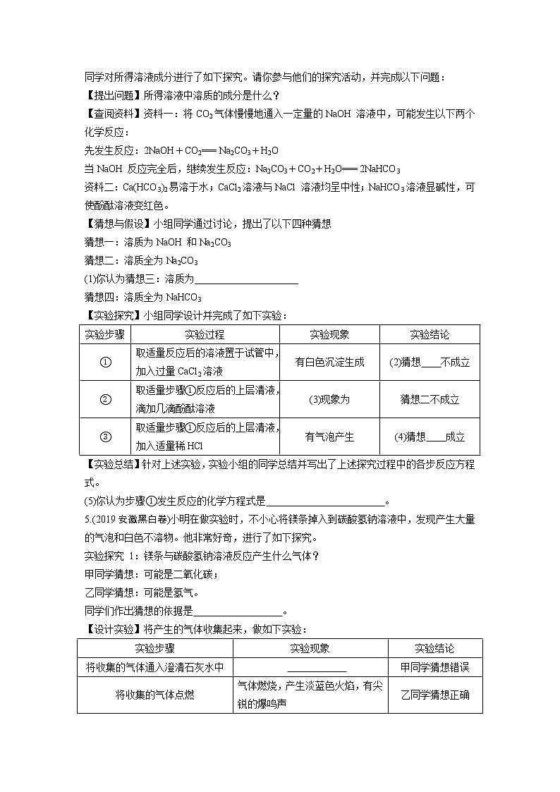 试卷 2021年中考化学专题复习   实验探究题专项训练03