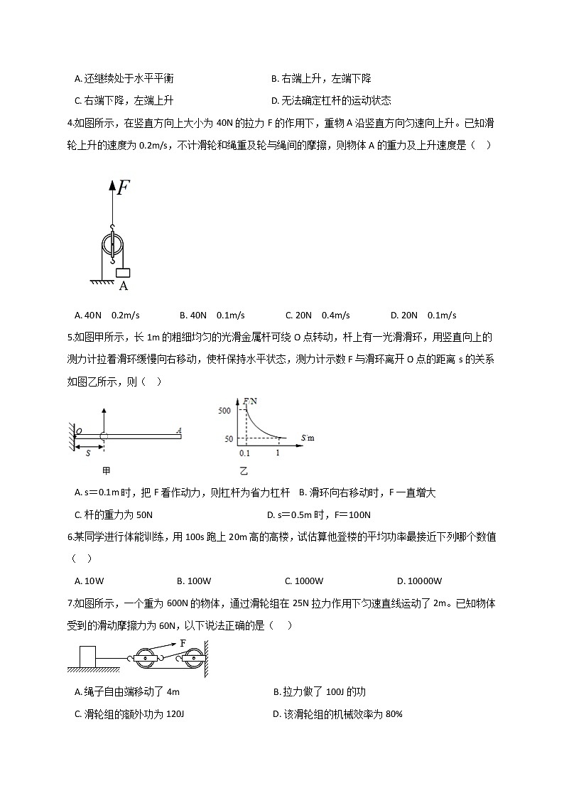 浙教版2021年中考科学二轮复习检测专题10《简单机械和功》第2页