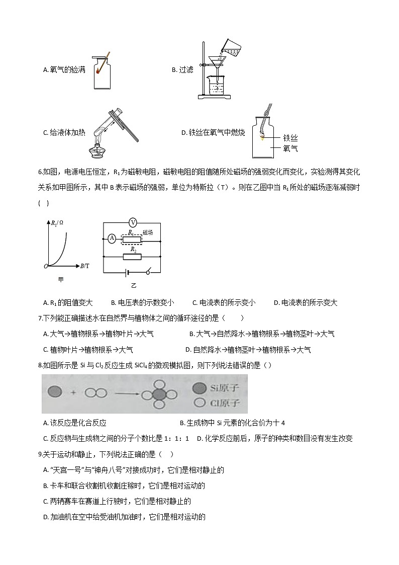 2021年中考科学考前信息必刷卷3（浙江省温州市专用） (含解析)02