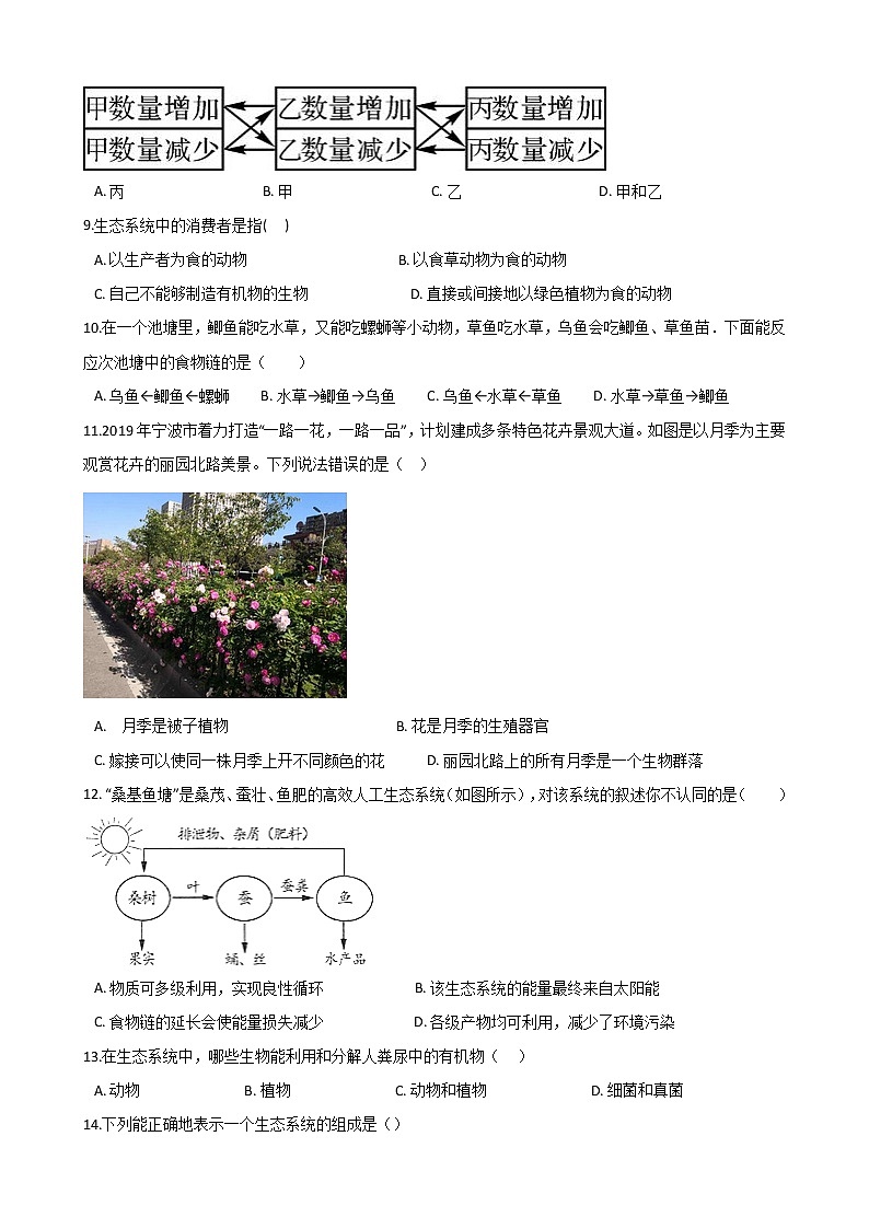 2021年初中科学二轮复习专题03：种群、群落、生态系统和生物圈 (含解析)第2页