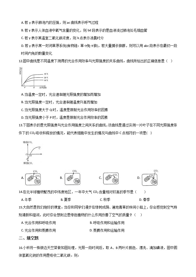2021年初中科学二轮复习专题04：绿色植物的光合作用和呼吸作用 (含解析)第3页