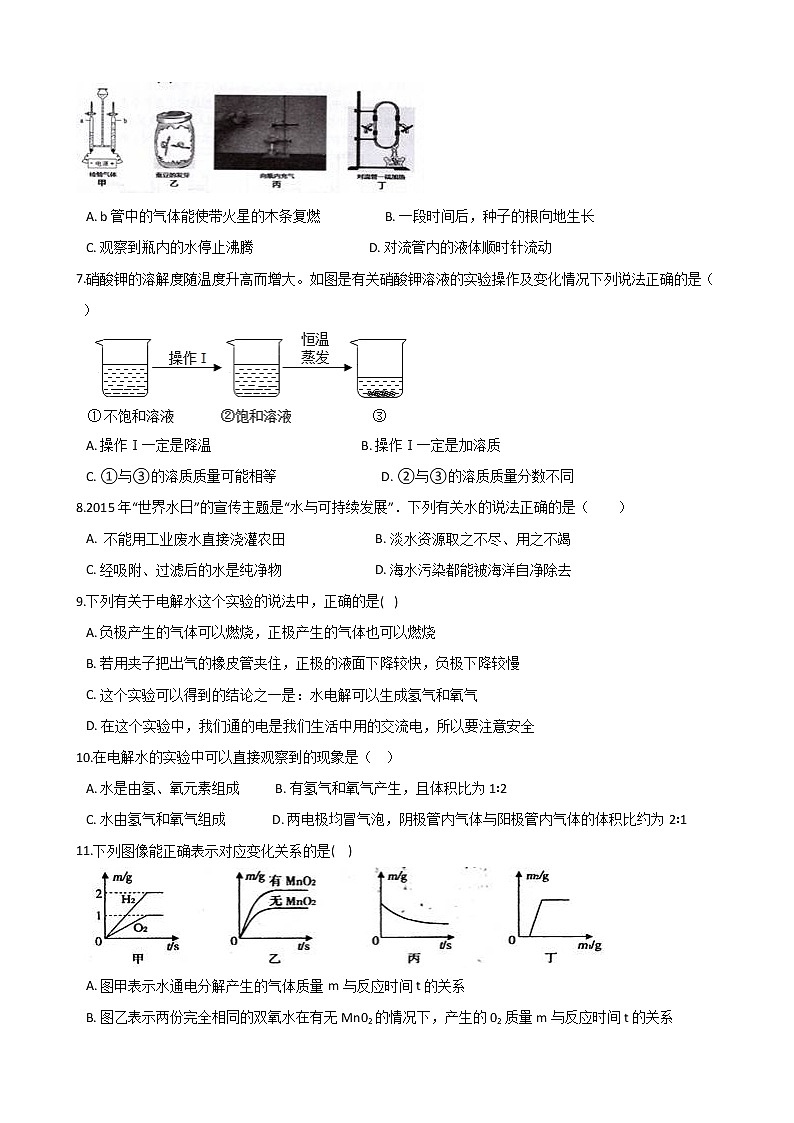 2021年初中科学二轮复习专题28：水和溶液 (含解析)第2页