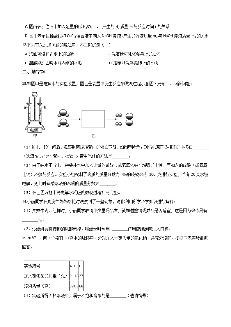 2021年初中科学二轮复习专题28：水和溶液 (含解析)第3页
