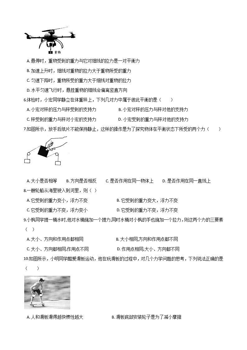 2021年初中科学二轮复习专题17：受力分析 (含解析)第2页