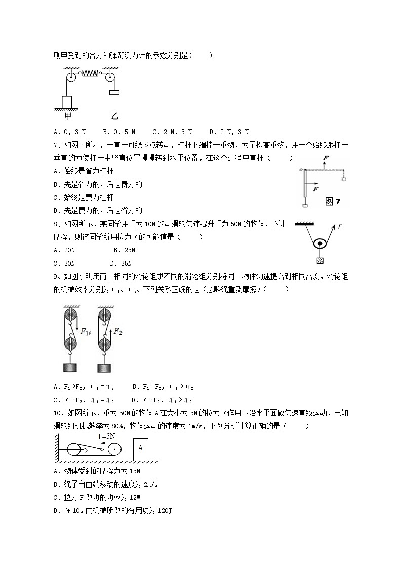 专题22简单机械与功- 练习—2021年中考科学华东师大版二轮专题巩固02