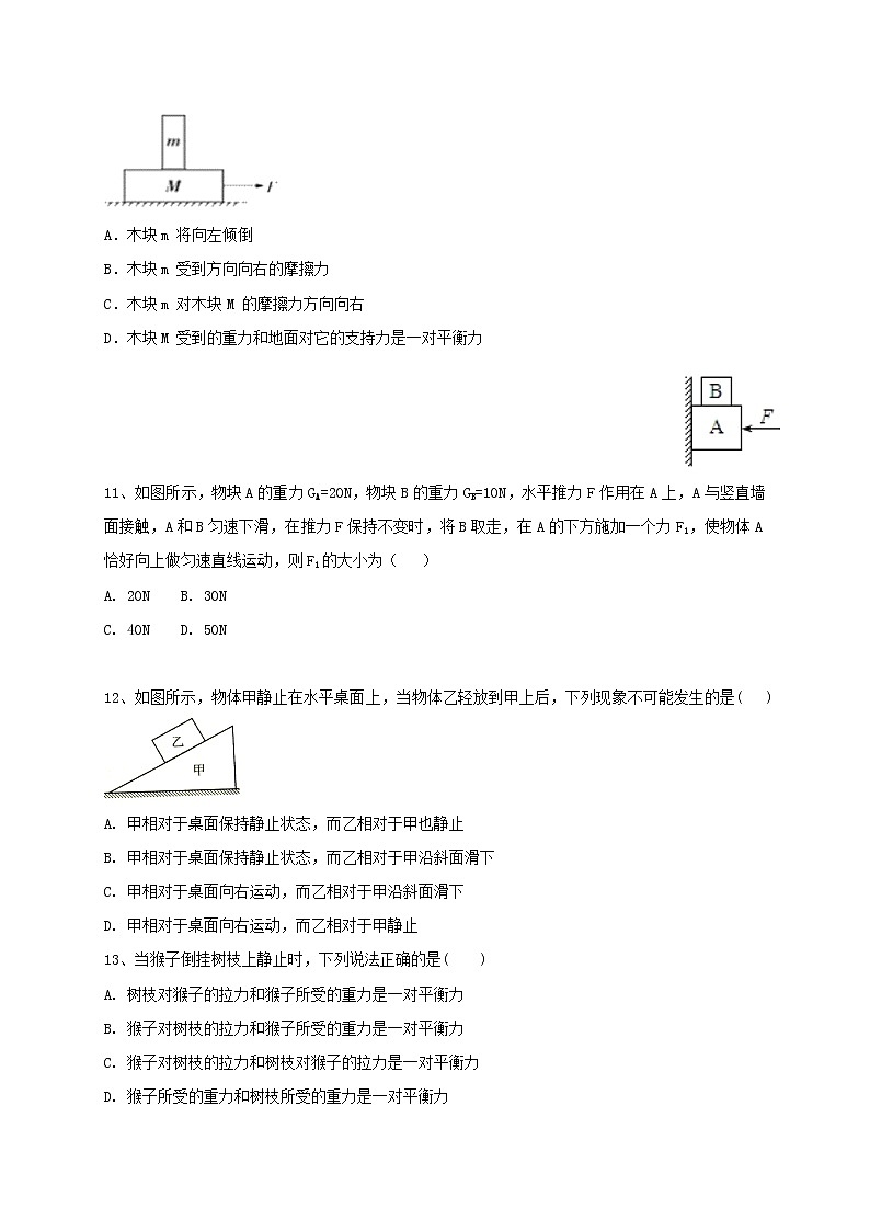 专题13运动和力-练习—2021年中考科学华东师大版二轮专题巩固03