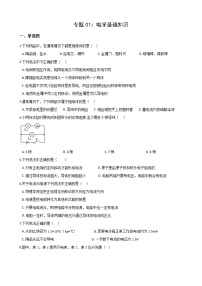 2021年中考科学电学培优专题01：电学基础知识