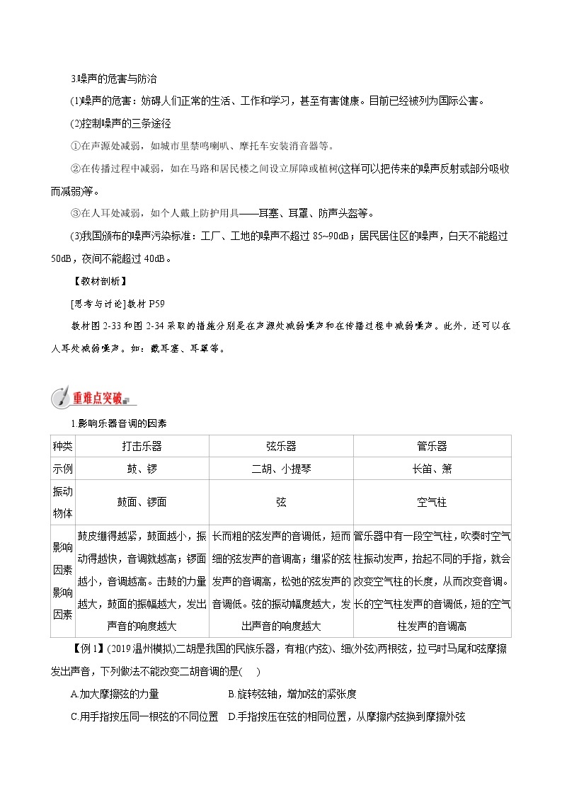 【精品讲义】浙教版 科学 7年级下册 2.3.2 耳和听觉——声音的特性和噪声污染（教师版+学生版）03