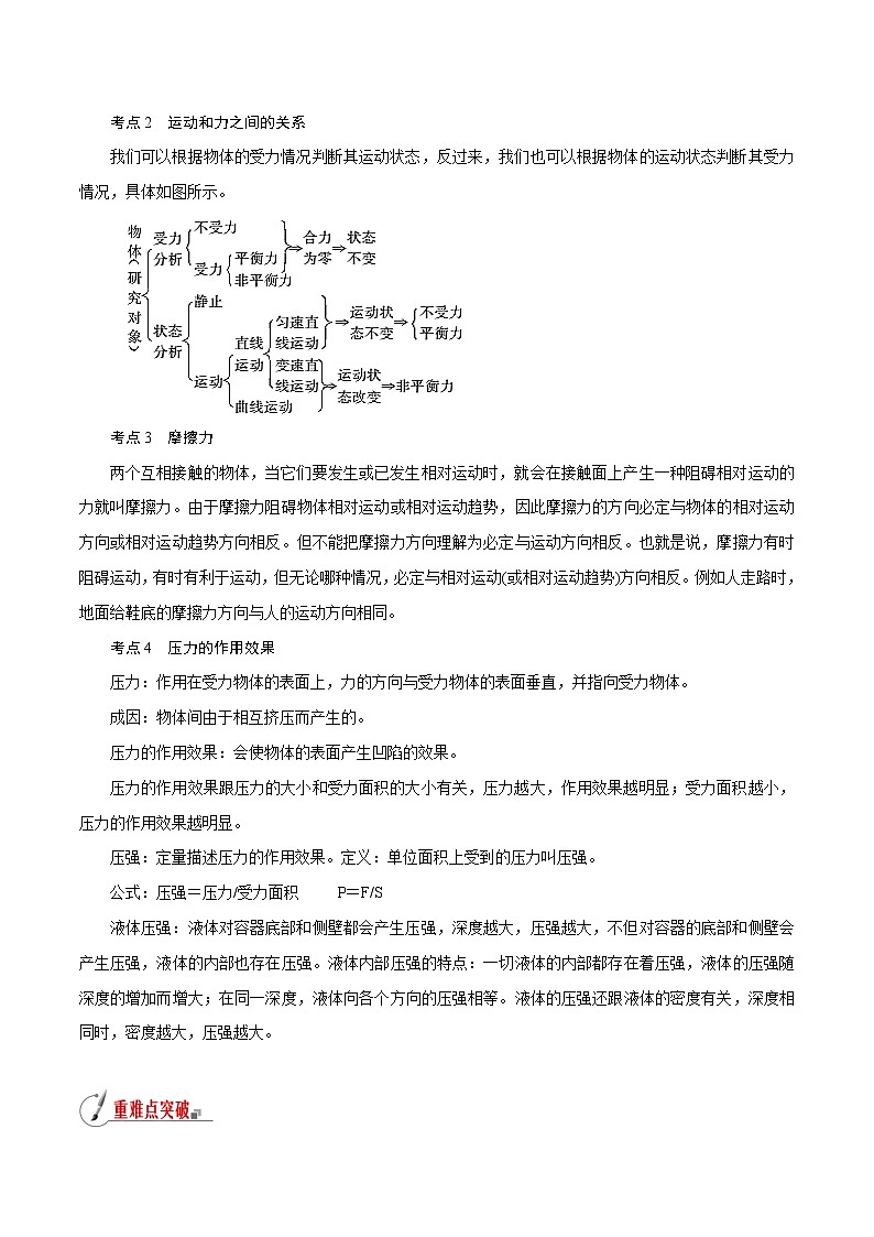 【精品讲义】浙教版 科学 7年级下册 第03章 运动和力（复习课）（教师版+学生版）03