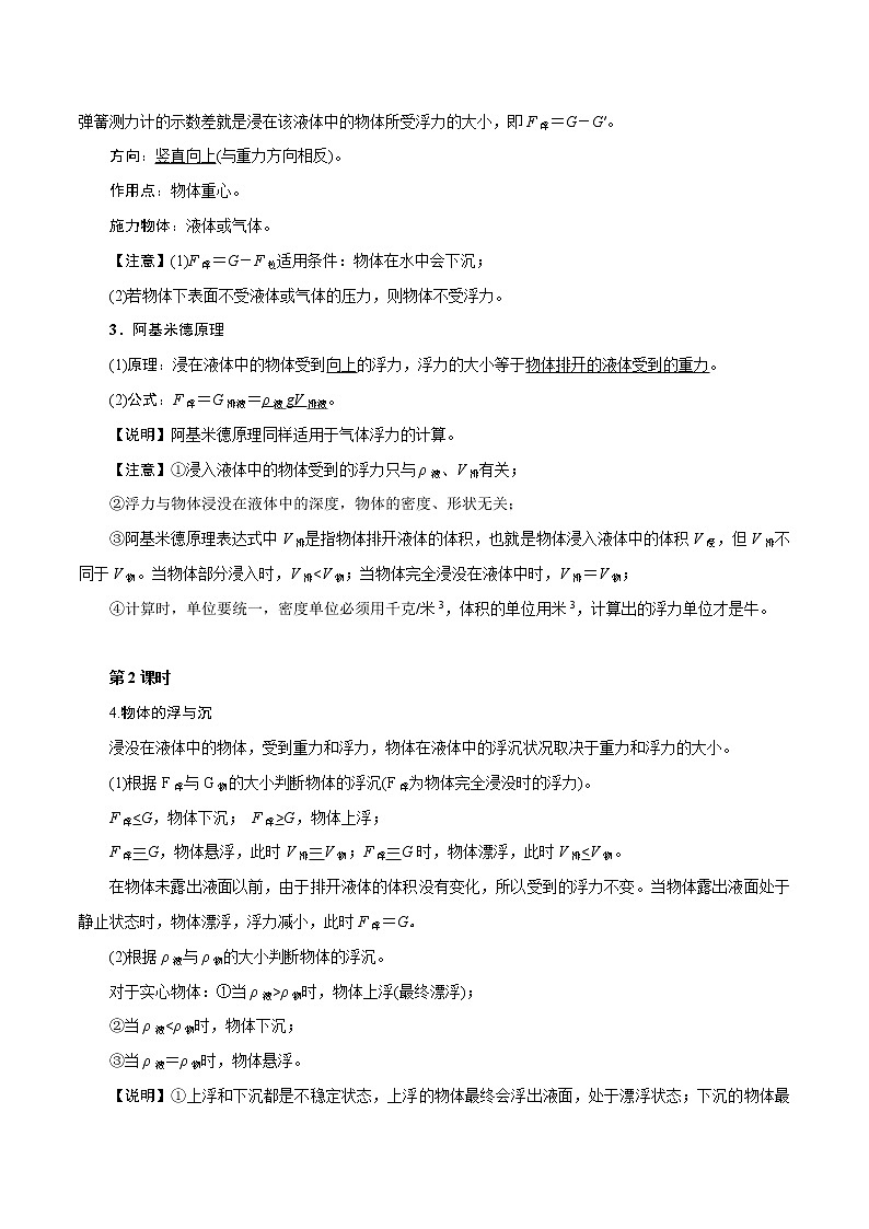 【精品讲义】浙教版 科学 8年级上册 1.3 水的浮力（教师解析版+学生版）02