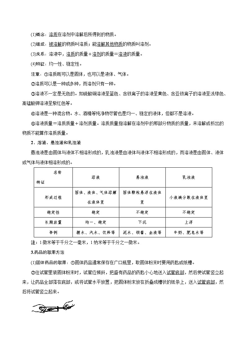 【精品讲义】浙教版 科学 8年级上册 1.4 物质在水中的分散状况（教师解析版+学生版）02