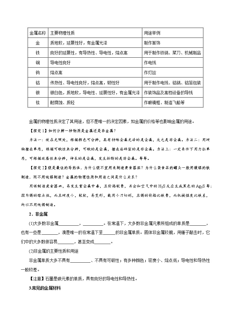 【精品讲义】浙教版 科学 9年级上册 2.1 金属材料02