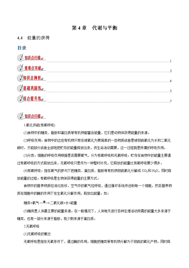 【精品讲义】浙教版 科学 9年级上册 4.4 能量的获得01