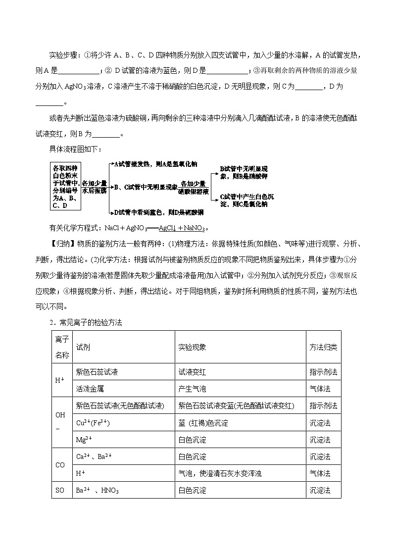 【精品讲义】浙教版 科学 9年级上册 2.5.3 物质的转化——物质的鉴别与推断02