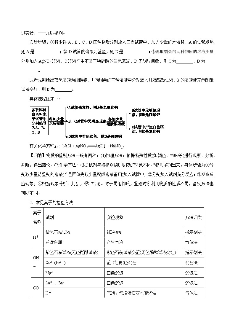 【精品讲义】浙教版 科学 9年级上册 2.5.3 物质的转化——物质的鉴别与推断02