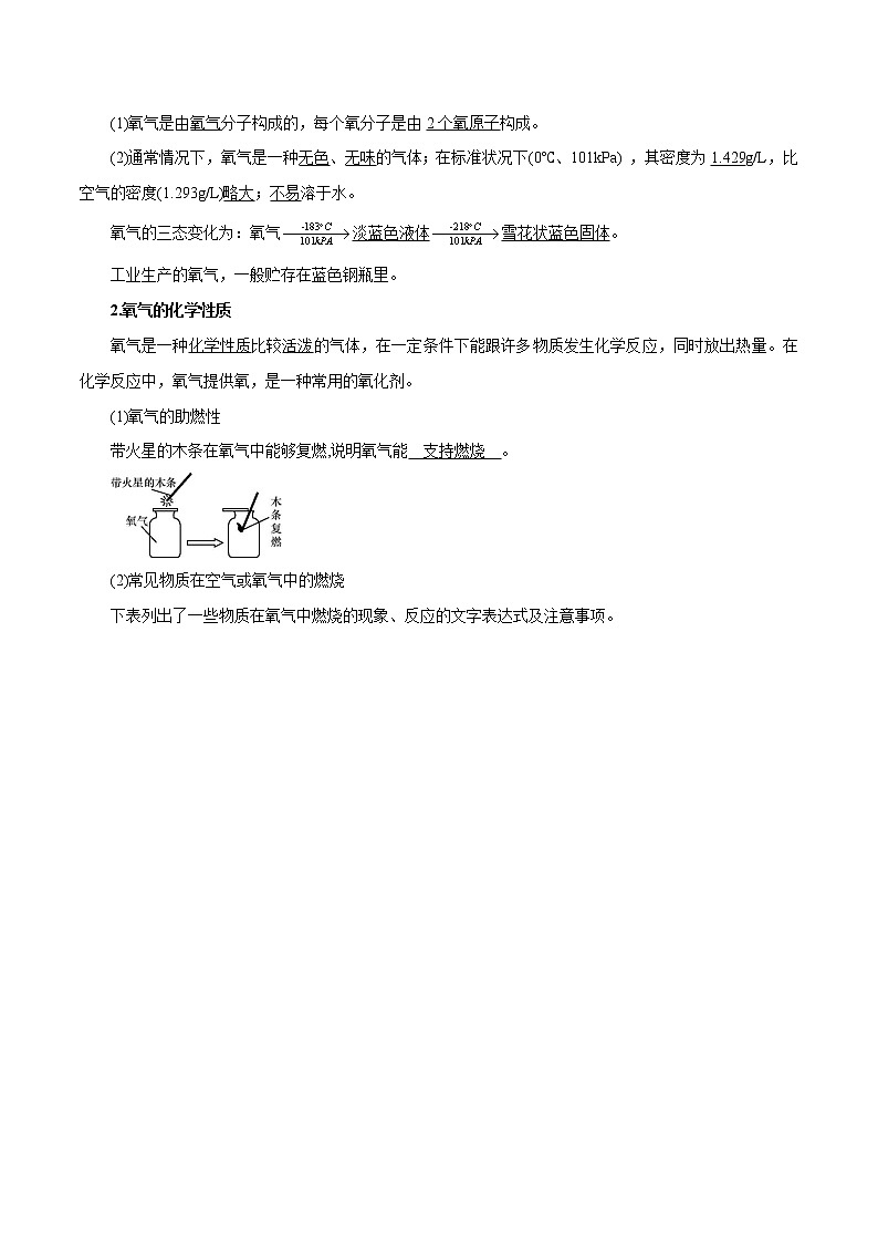 【精品讲义】浙教版 科学  8年级下册   3.1.2 空气与氧气——氧气的性质（教师解析版+学生版）02