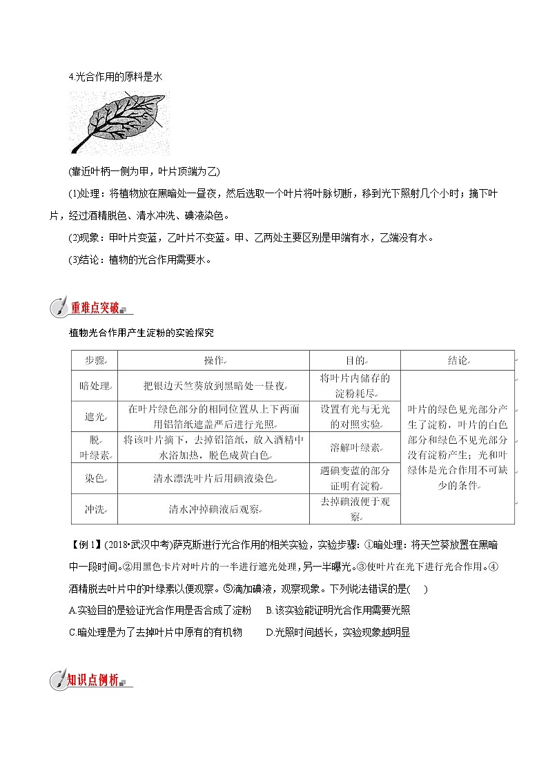 【精品讲义】浙教版 科学  8年级下册 3.6.1 光合作用——光合作用原理以及原料、条件和产物（学生版）第3页