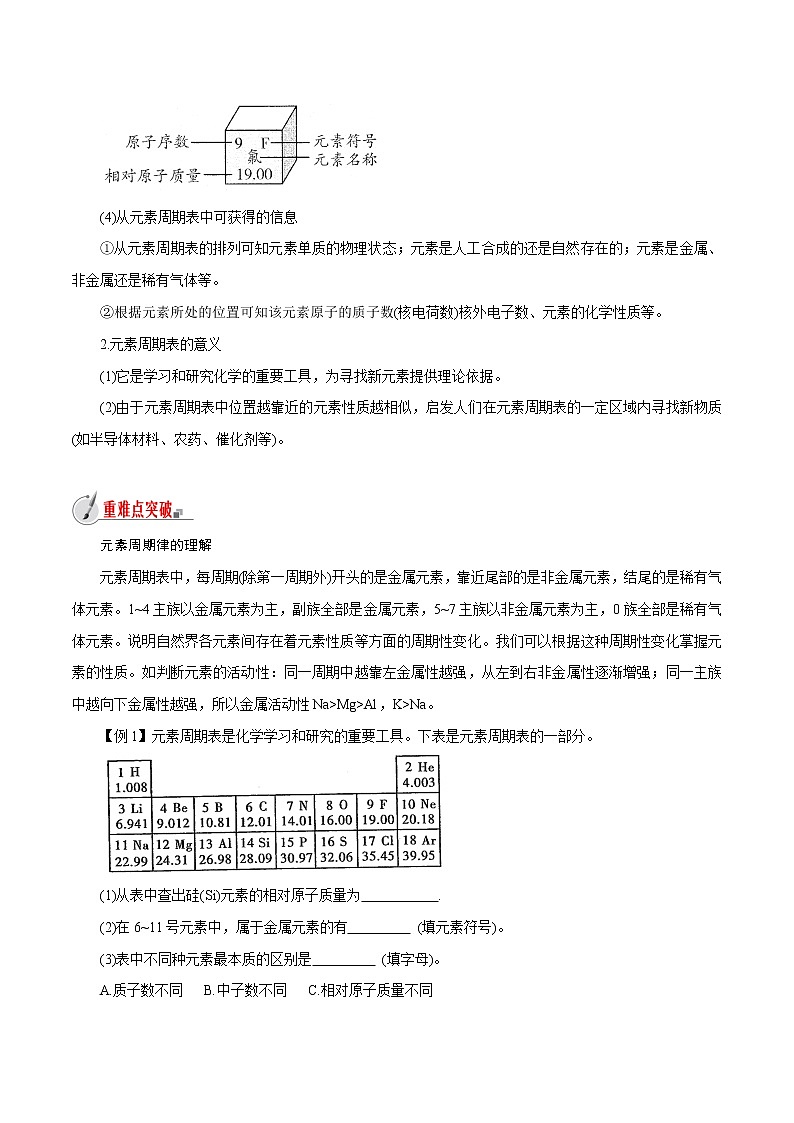 【精品讲义】浙教版 科学  8年级下册   2.5.2 表示元素的符号——元素周期表（教师解析版+学生版）02