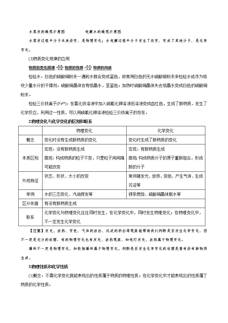 【精品讲义】浙教版 科学 9年级上册 1.1 物质的变化02