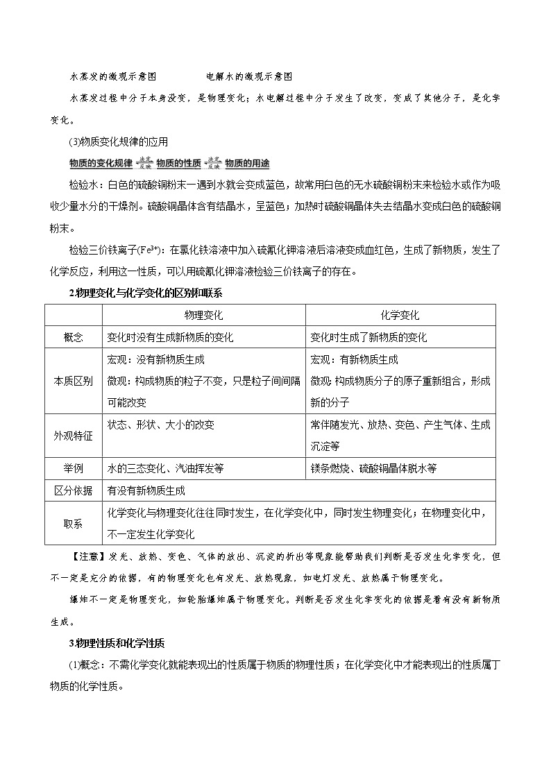 【精品讲义】浙教版 科学 9年级上册 1.1 物质的变化02