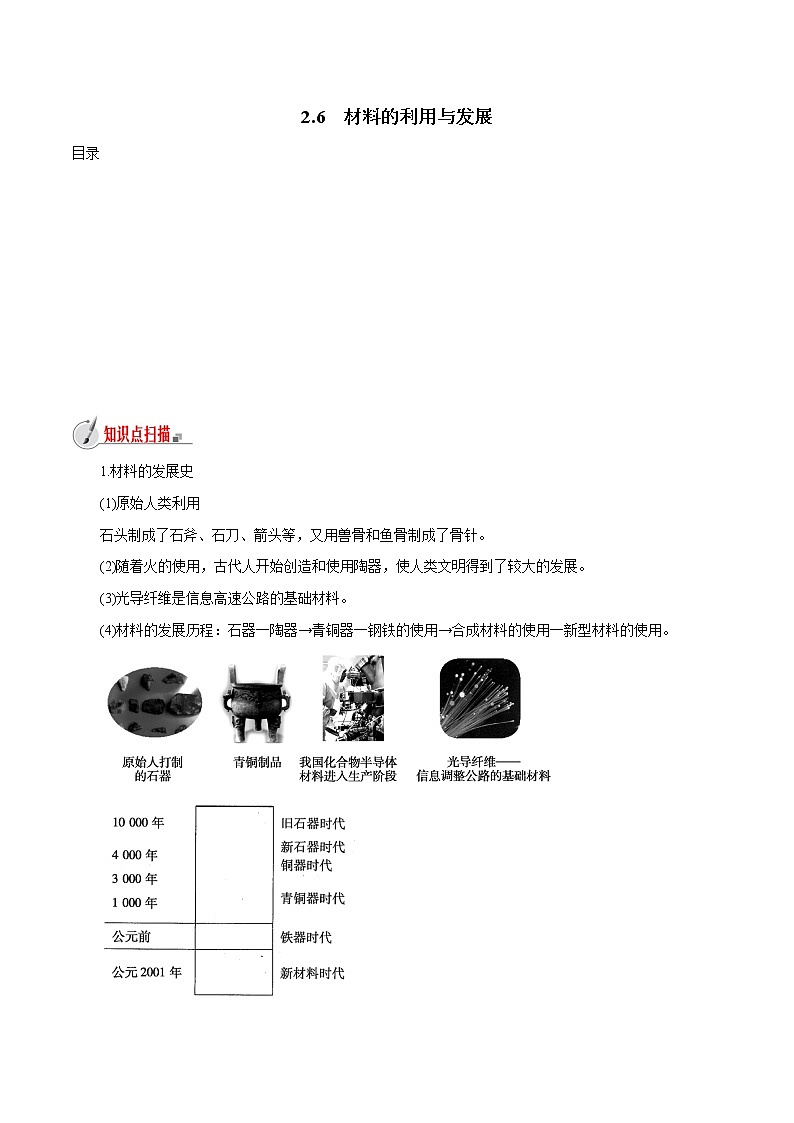 【精品讲义】浙教版 科学 9年级上册 2.6 材料的利用与发展01