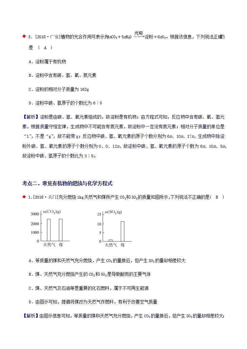 常见的有机物（5个考点）-2021年中考科学（浙教版）重难点、易错点复习练习（教育机构专用）03