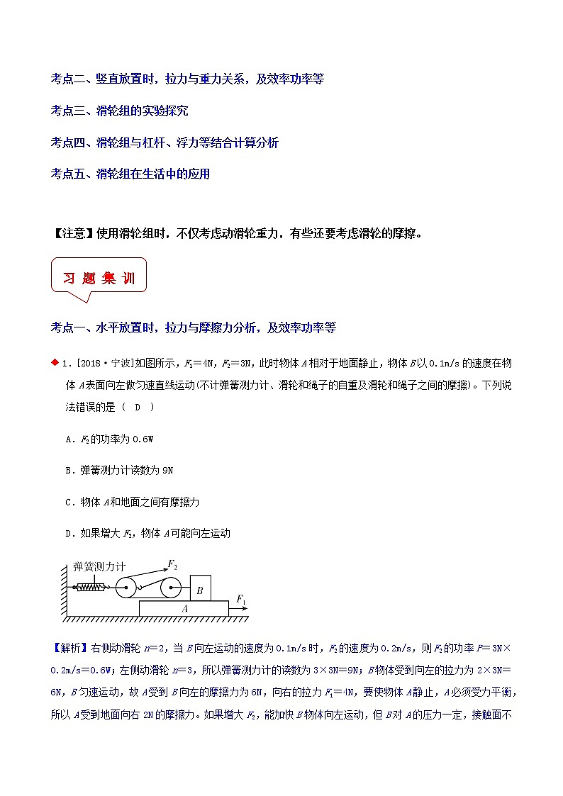 滑轮（5个考点）-2021年中考科学（浙教版）重难点、易错点复习练习（教育机构专用）02