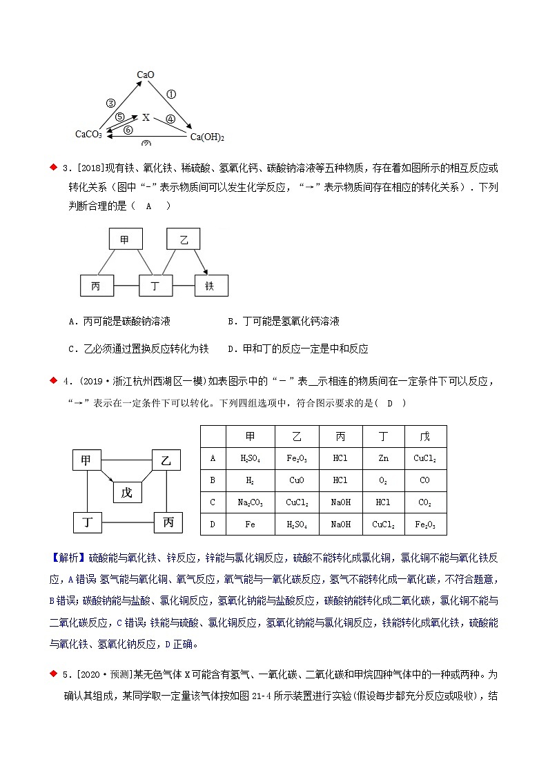 化学流程图推断题-2021年中考科学（浙教版）重难点、易错点复习练习（教育机构专用）02