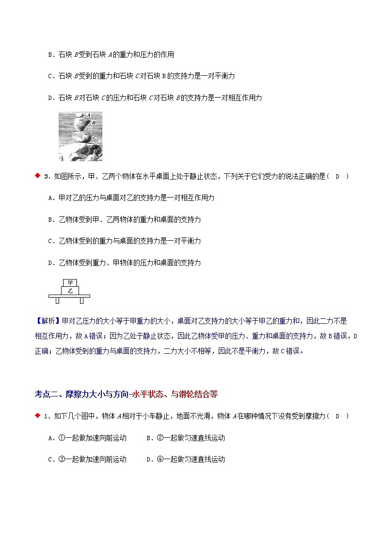 摩擦力与平衡力、相互作用力（6个考点）-2021年中考科学（浙教版）重难点、易错点复习练习（教育机构专用）03