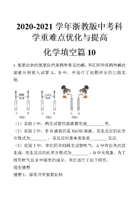 浙教版中考科学尖子生培优训练化学填空篇10（含答案）