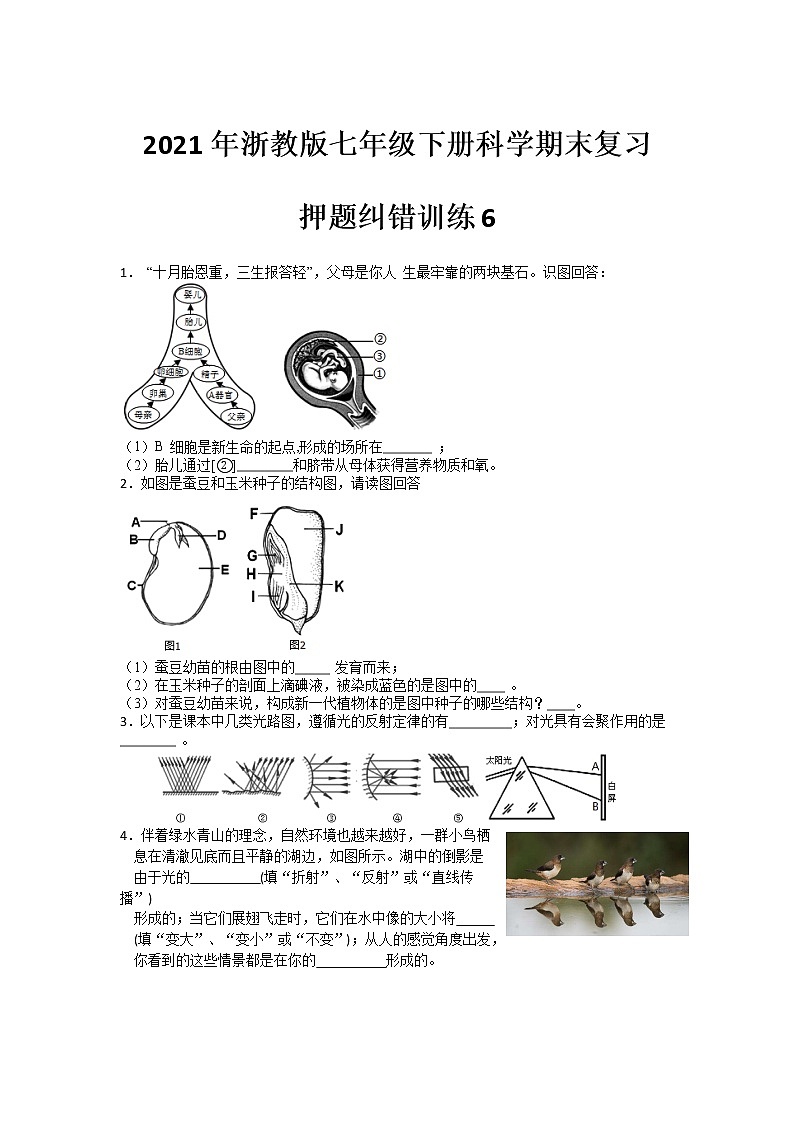 2021年浙教版七年级下册科学期末复习-押题纠错训练601