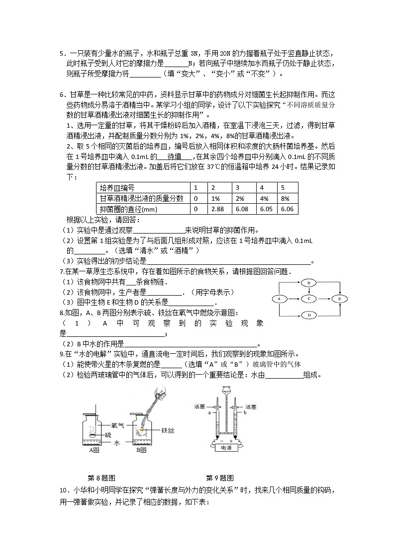 2021年浙教版七年级下册科学期末复习-押题纠错训练602