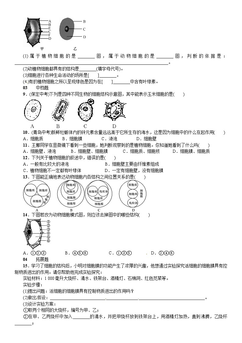 浙教版科学 七年级上册 第2章 观察生物 第2节 细胞（课件+教案+试题）02