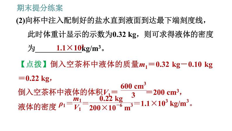 教科版八年级上册物理习题课件 期末提分练案 第6讲 第3课时  实验专项训练 特殊方法测量物质密度第5页