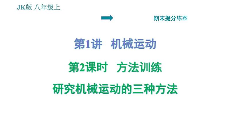 教科版八年级上册物理习题课件 期末提分练案 第1讲 第2课时  方法训练 研究机械运动的三种方法01