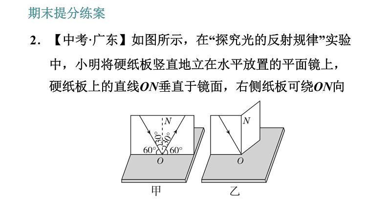 教科版八年级上册物理习题课件 期末提分练案 第3讲 第3课时  实验专项训练 关于光现象的实验探究06