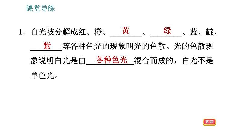 教科版八年级上册物理习题课件 第4章 4.8  走进彩色世界04