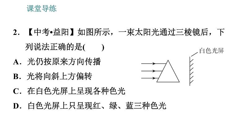 教科版八年级上册物理习题课件 第4章 4.8  走进彩色世界05