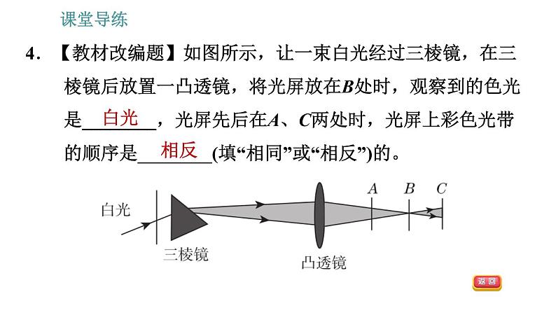 教科版八年级上册物理习题课件 第4章 4.8  走进彩色世界08