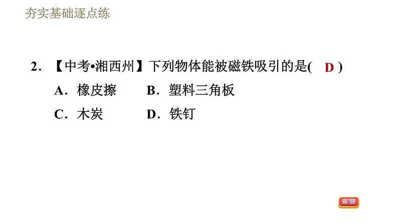 教科版九年级全一册物理习题课件 第七章 7.1.1磁现象第5页